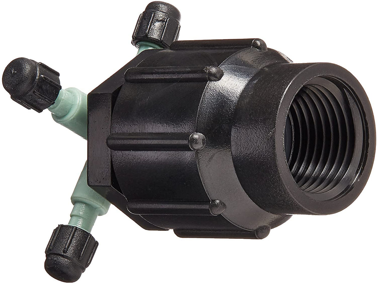 Orbit 67025 quad full-flow manifold 2-pack ready for multi-zone watering.