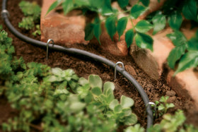 Orbit 67300 LDPE tubing close-up with connectors for reliable emitter setup