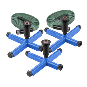 Orbit above-ground sprinkler base enables flexible lawn watering with simple placement.