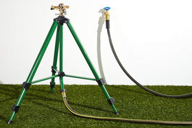 Orbit adjustable tripod stand raises sprinkler from 22 to 48 inches for tall grass