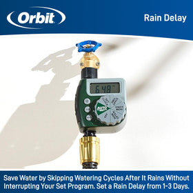Orbit automated irrigation scheduling supports consistent watering for lawns and beds.