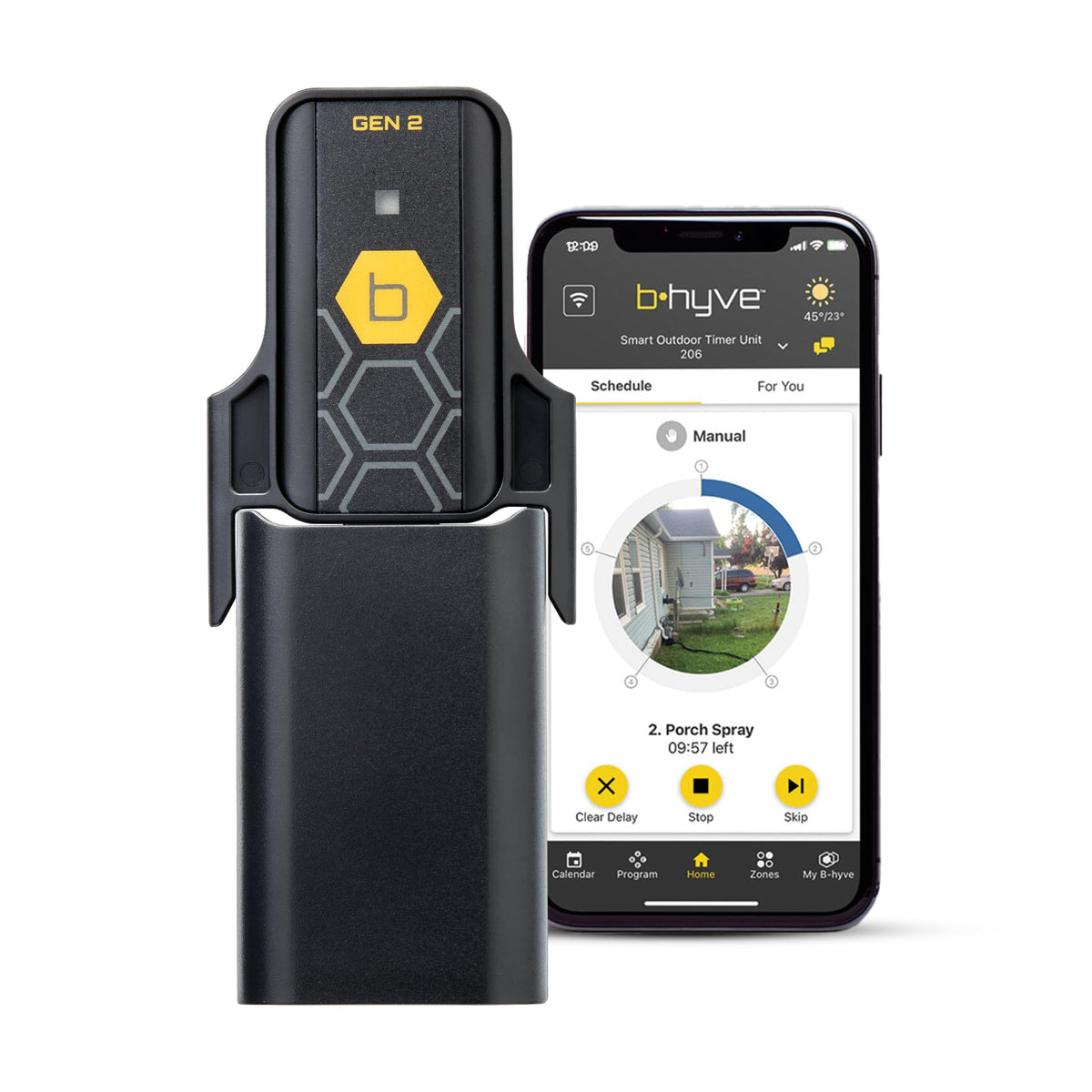Orbit B-hyve Gen 2 Wi-Fi Hub gray front view enables remote irrigation control