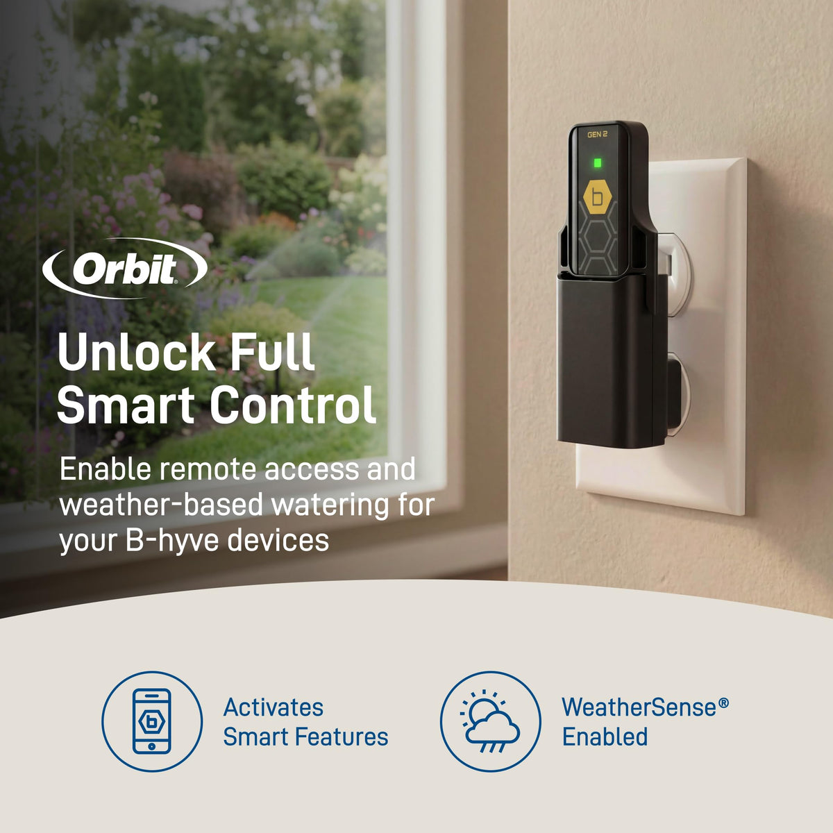Orbit B-hyve Gen 2 Wi-Fi Hub gray top view shows compact design for easy placement