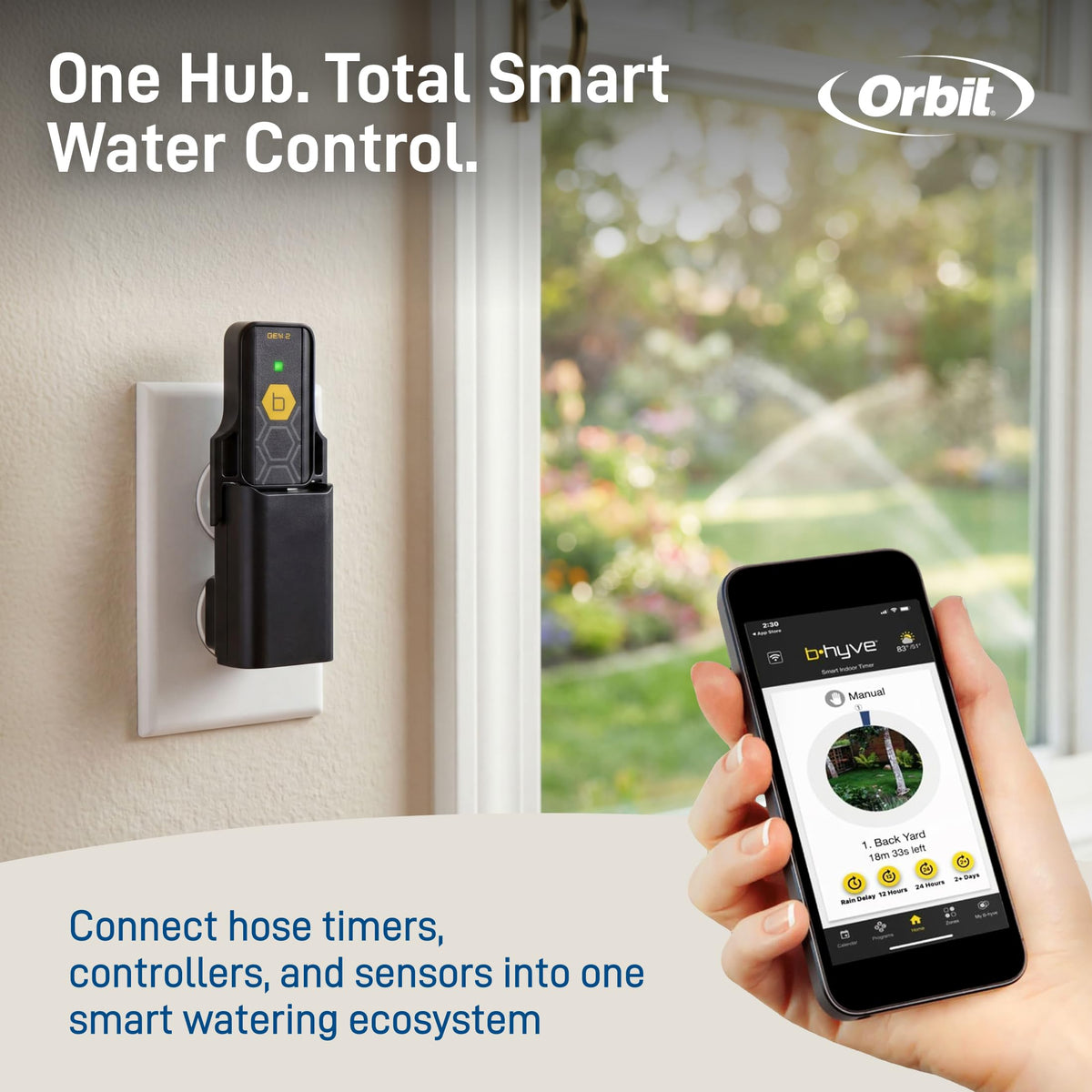 Orbit B-hyve Gen 2 Wi-Fi Hub gray with status LED for quick status checks