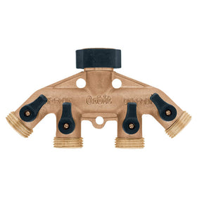 Orbit brass manifold with four outlets for versatile outdoor irrigation setups