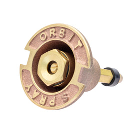 Orbit brass pop-up flush-head sprinkler for reliable lawn coverage.