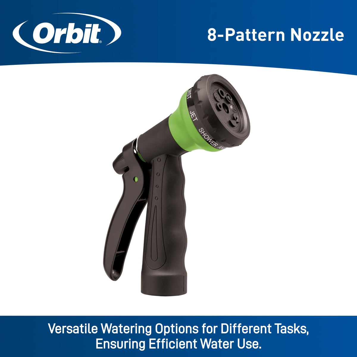Orbit Coil Hose nozzle with 8 patterns for versatile spraying