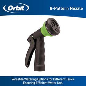 Orbit Coil Hose nozzle with 8 patterns for versatile spraying