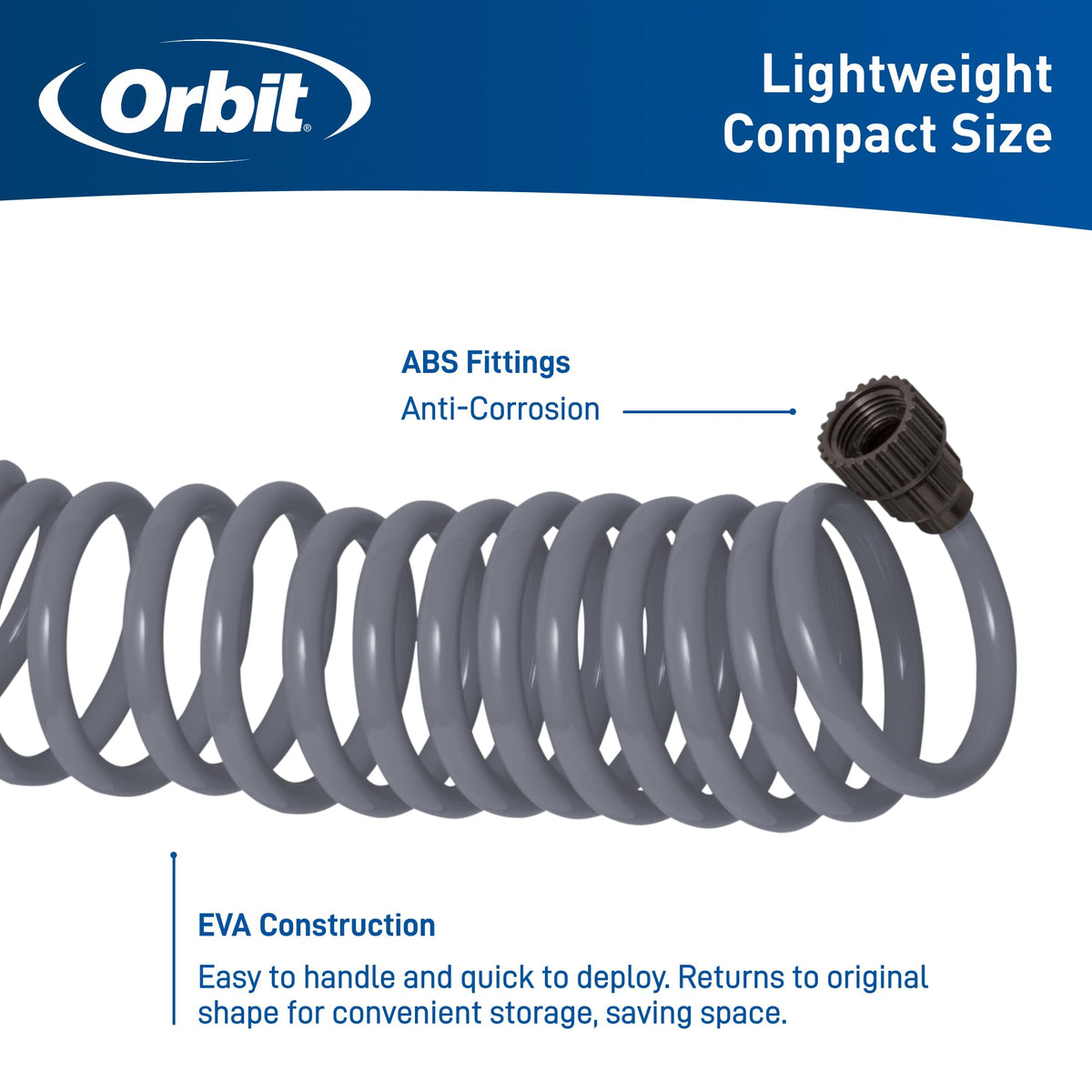Orbit Coil Hose stores compactly after use, freeing up space in small outdoor areas.