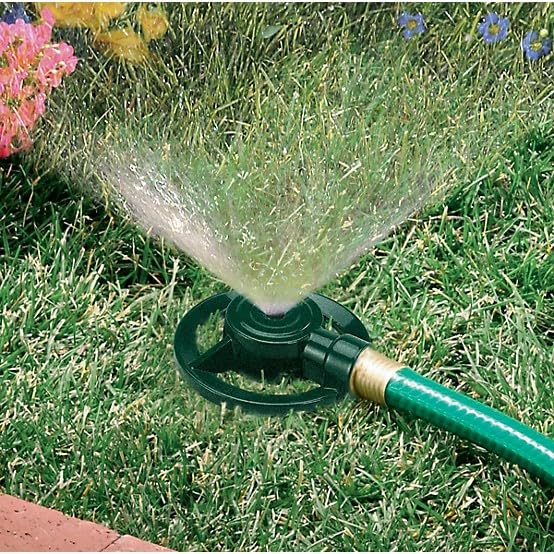 Orbit Dad's sprinkler demonstrates circular coverage up to 30 feet