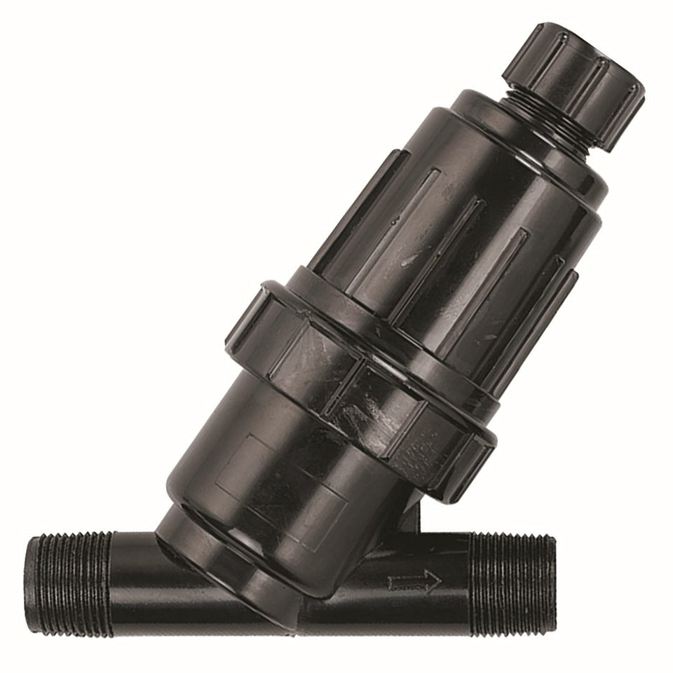 Orbit 67736 drip Y-filter with 3/4 in MPT threads reduces debris and prevents clogs