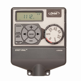 Orbit Easy Dial 4-Station Irrigation Controller front view for indoor use.