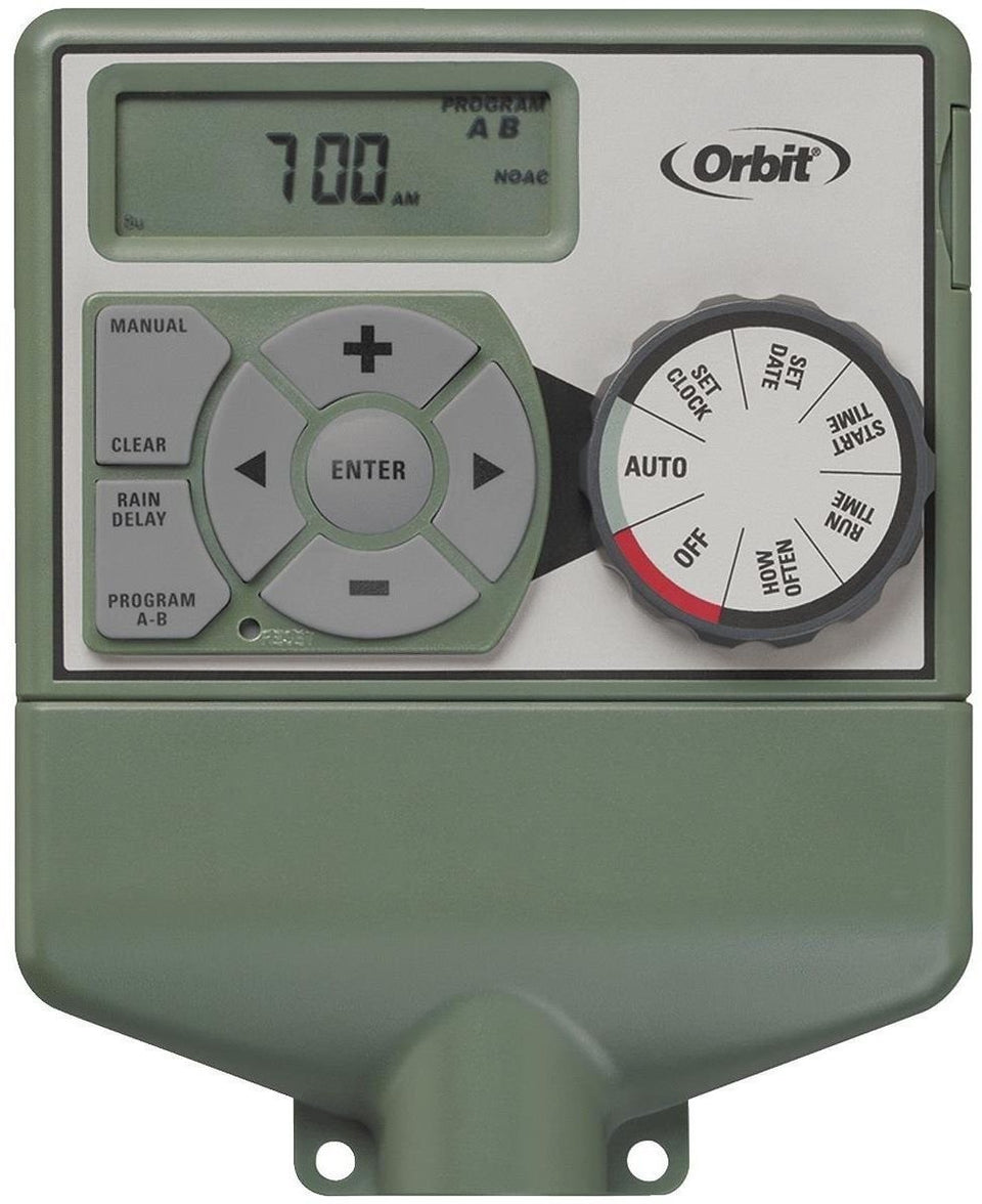 Orbit Easy Dial 6-Zone controller front panel for simple irrigation scheduling