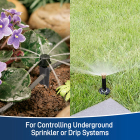 Orbit Easy Set Logic four-program windows highlight flexible watering schedules.