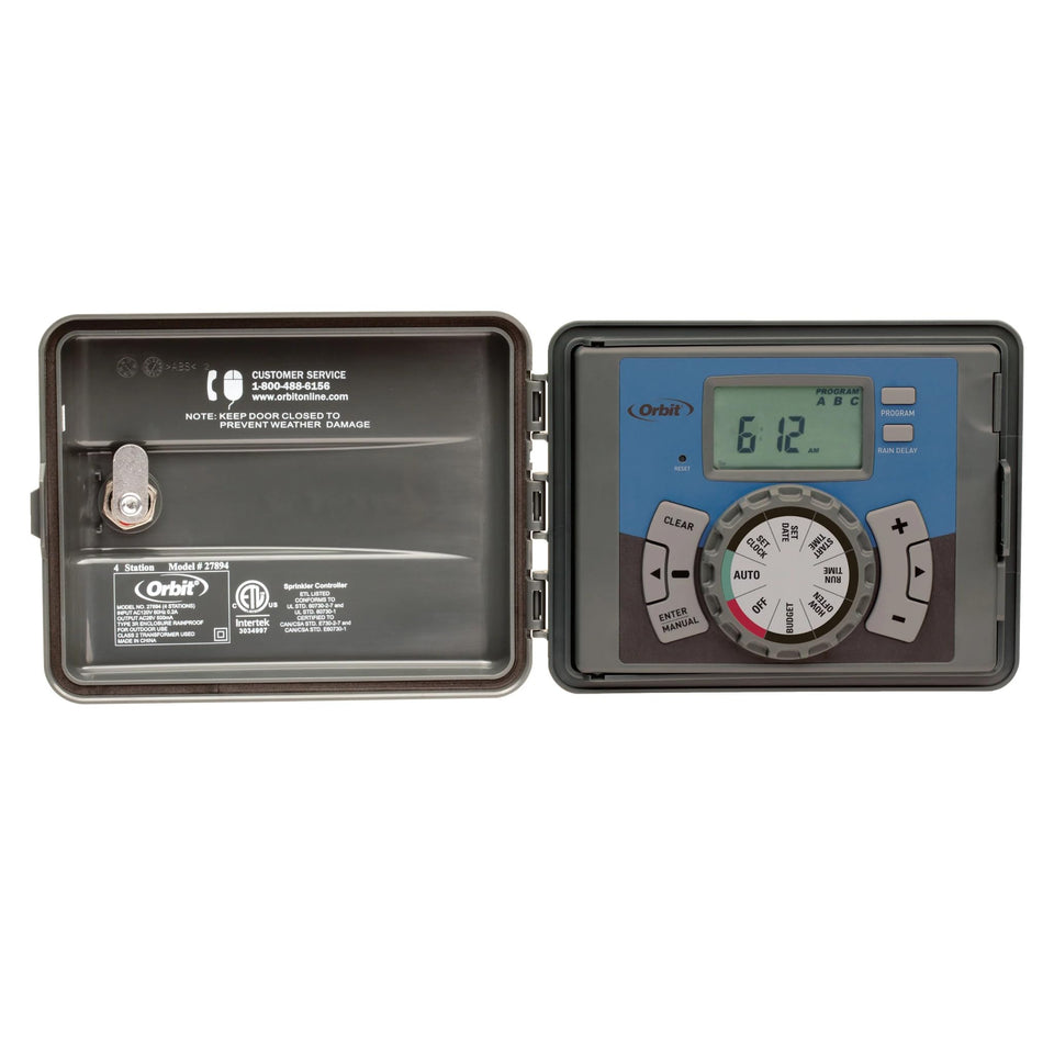 Orbit Easy Set Logic front panel shows intuitive scheduling controls.