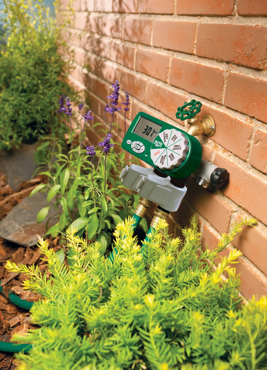 Orbit extra valve connects easily to timer, enabling effortless outdoor watering setup.