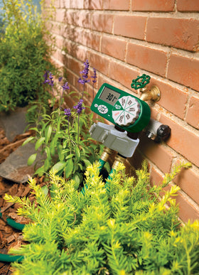 Orbit extra valve connects easily to timer, enabling effortless outdoor watering setup.