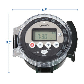 Orbit four-valve-control enables flexible watering across multiple zones.