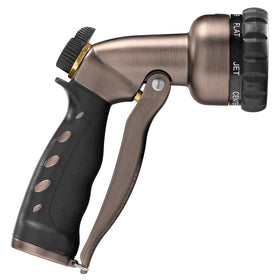 Orbit front-trigger nozzle shows an easy to use dial for pattern changes when wet.