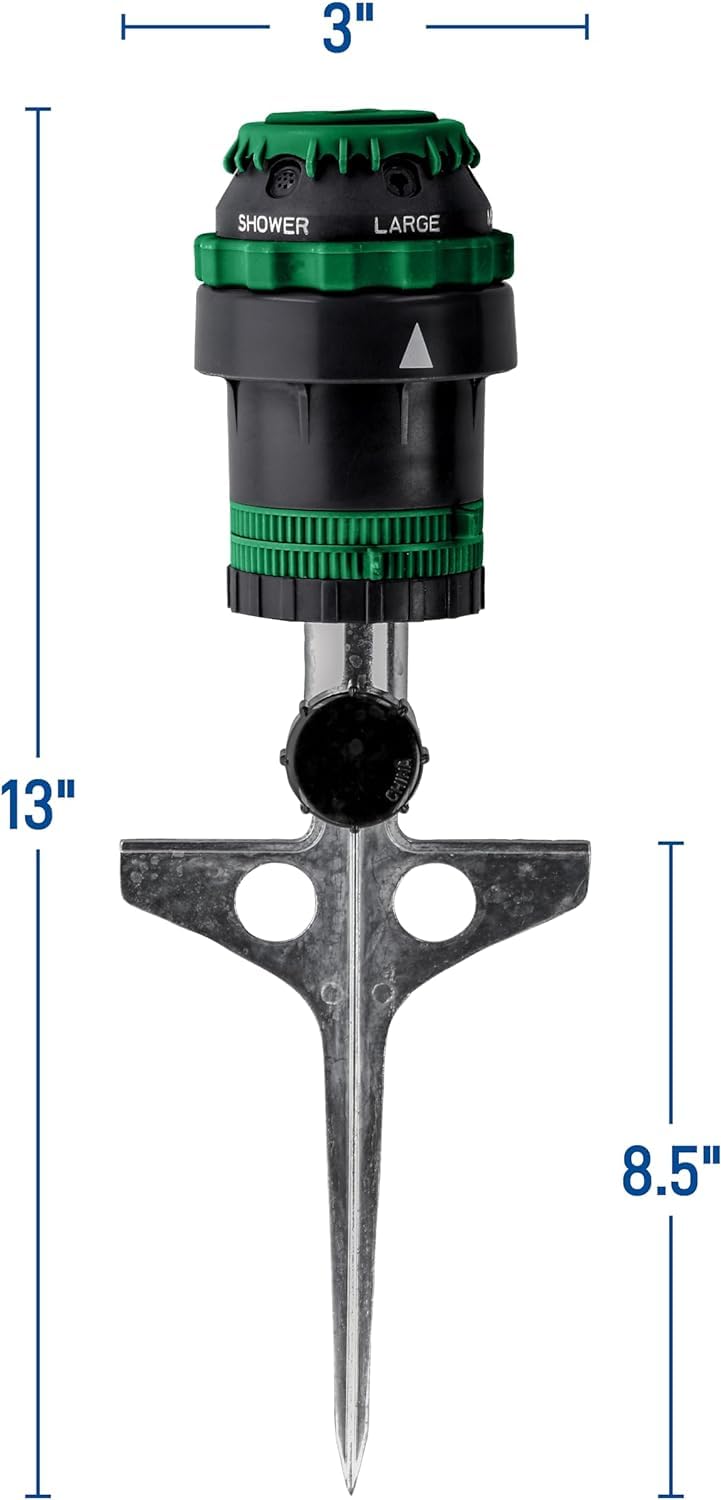 Orbit H2O-Six sprinkler spike installs easily into soft soil.