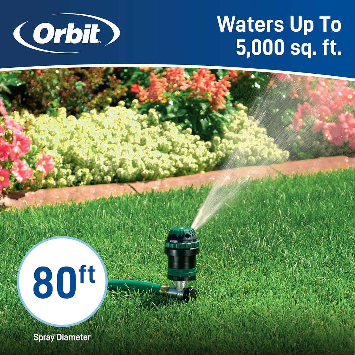 Orbit H2O-Six sprinkler offers six patterns for versatile lawn watering.