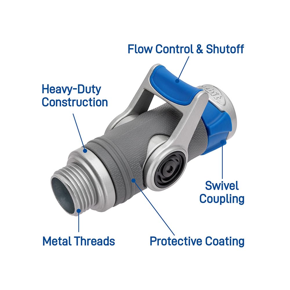 Orbit zinc-core hose connector shows robust threads for lasting connection.