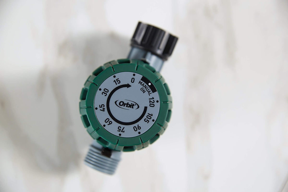 Orbit hose timer dial-grip enables easy timing adjustments outdoors