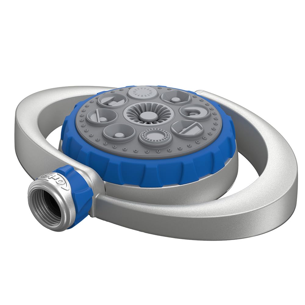 Orbit Metal 8-Pattern Turret Sprinkler adjustable spray for versatile lawn watering