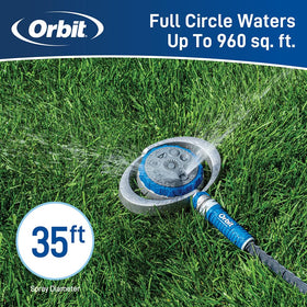 Orbit Metal Turret Sprinkler 8-pattern with 35 ft coverage for medium lawns