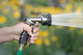 Orbit nozzle features a flow control knob for precise water usage on each task.