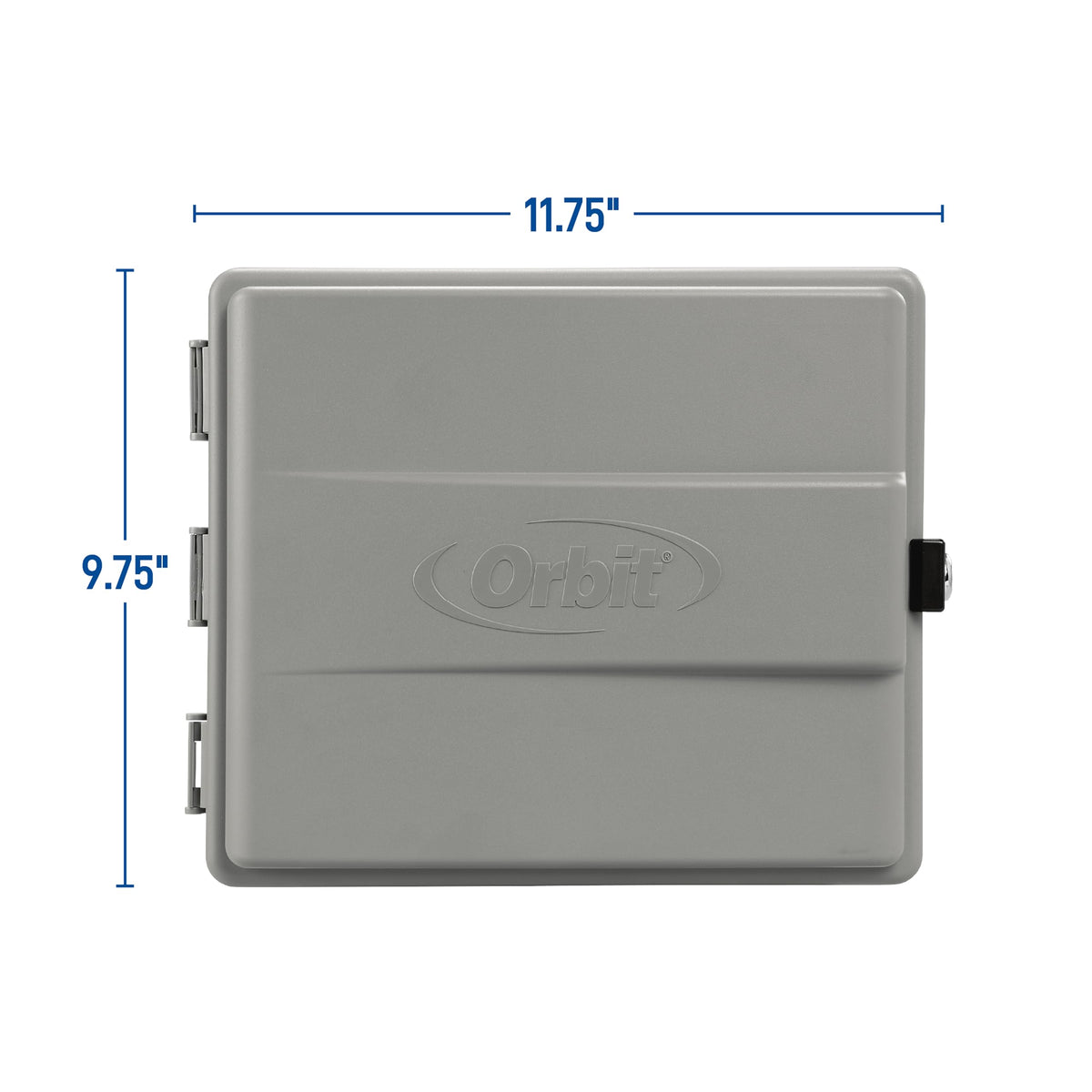 Orbit outdoor sprinkler cabinet with door open demonstrates easy maintenance access.