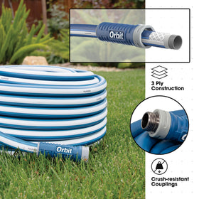 Orbit Polyfusion hose anti-kink technology demonstrates smooth, uninterrupted water flow.