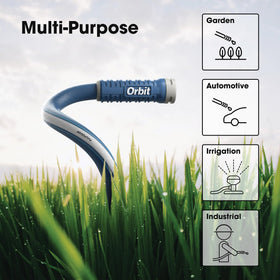 Orbit Polyfusion hose undergoing durability test implies long outdoor reliability.