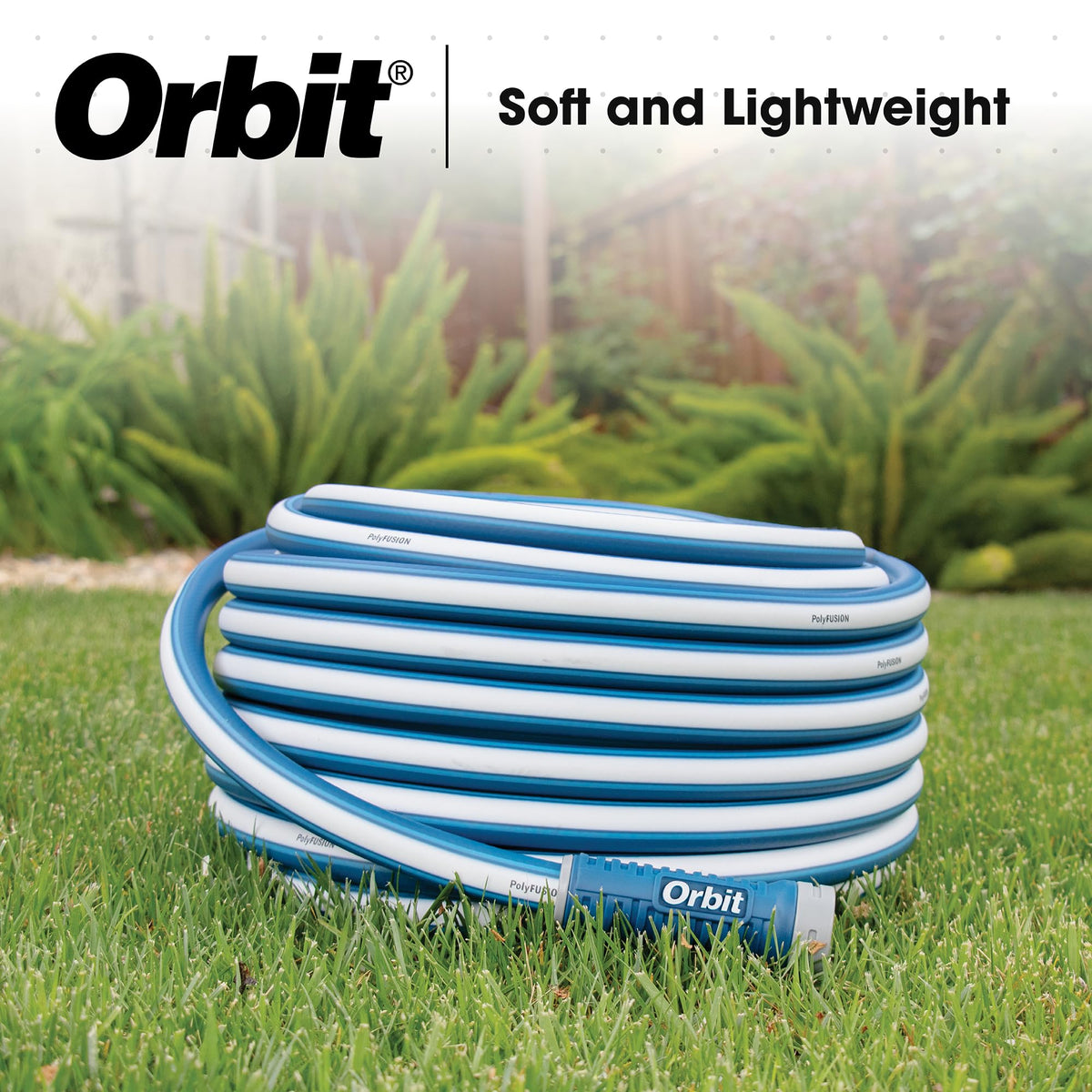 Orbit Polyfusion hose in garden setting ready for beds and pots.