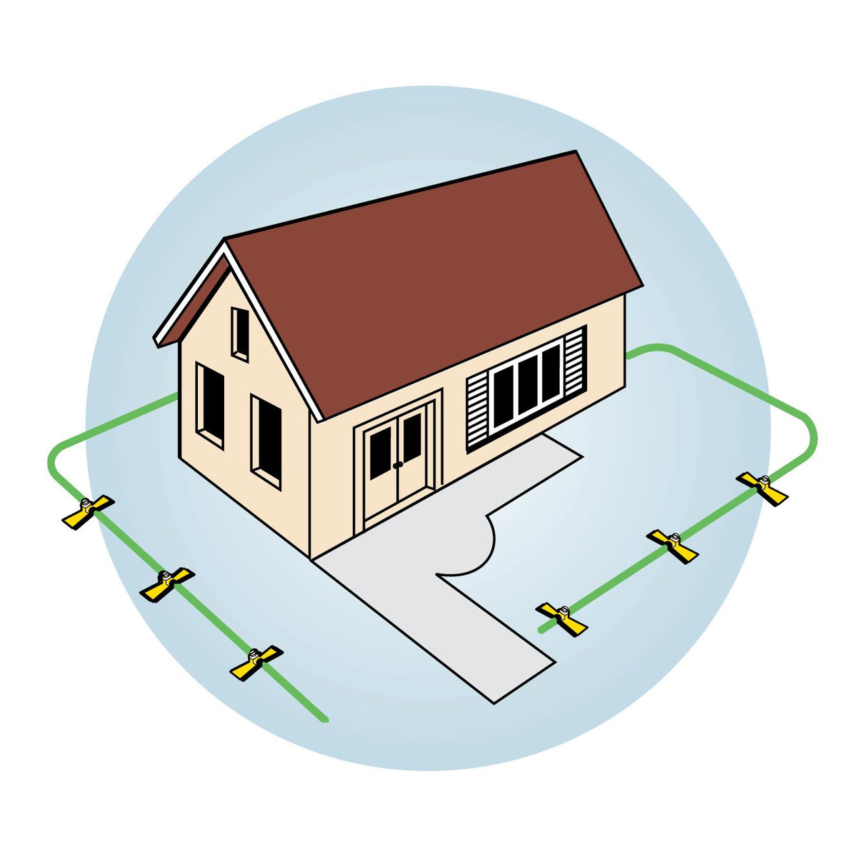 System easily attaches to a standard garden hose for versatile setup.