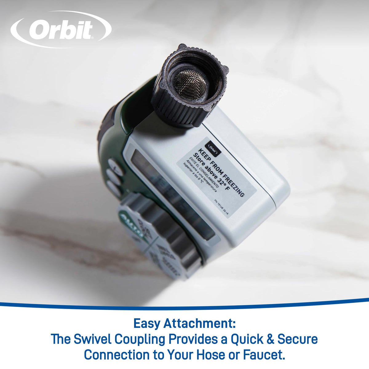 Orbit simple digital programming with clear LCD controls enables quick garden scheduling.
