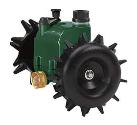 Orbit Traveling Sprinkler back wheels for stable lawn traversal