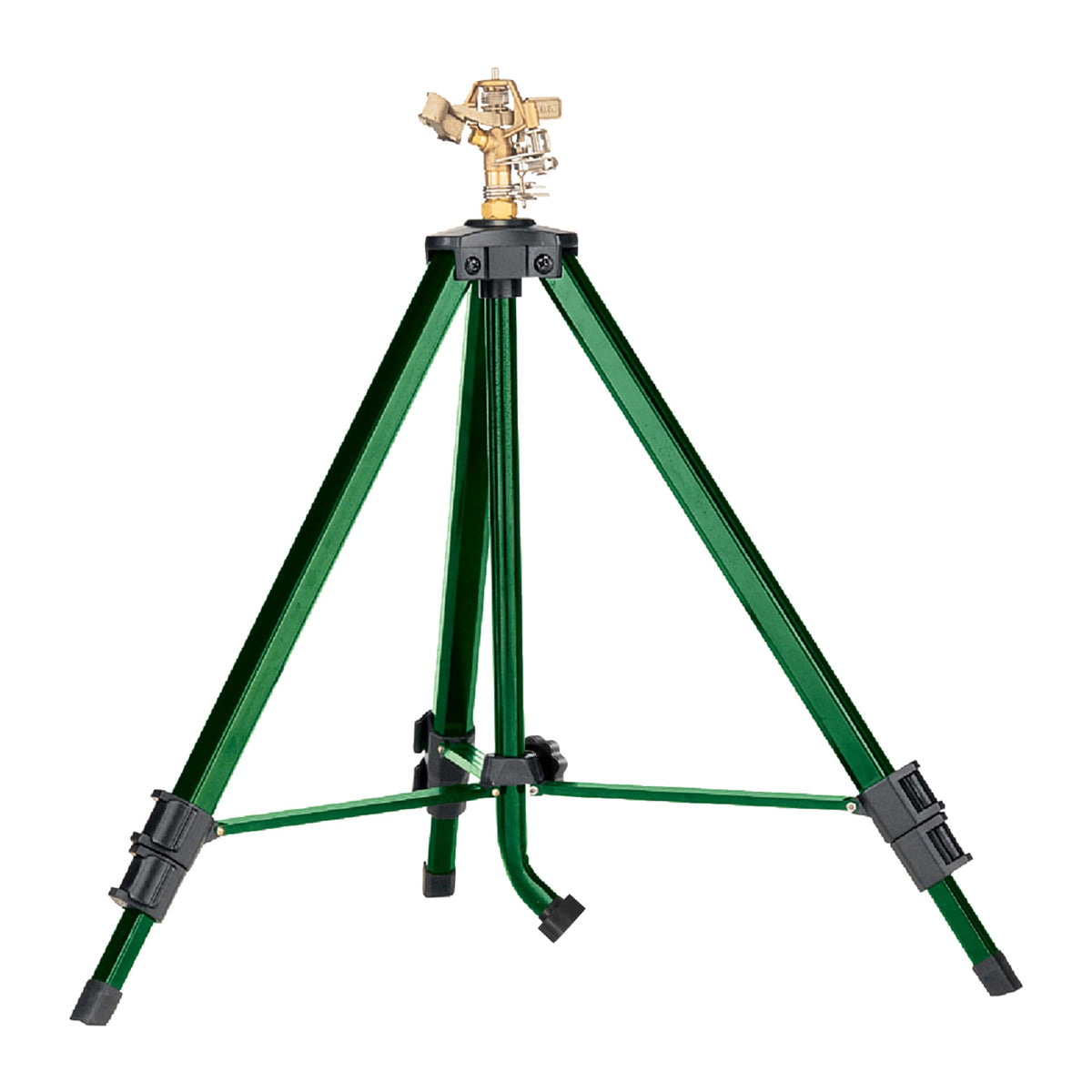 Orbit Tripod lawn sprinkler delivers 360-degree coverage for large yards with a zinc impact head.