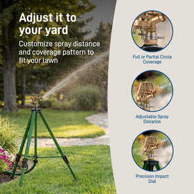Orbit Tripod long-range irrigation nozzle delivers water farther across lawns.