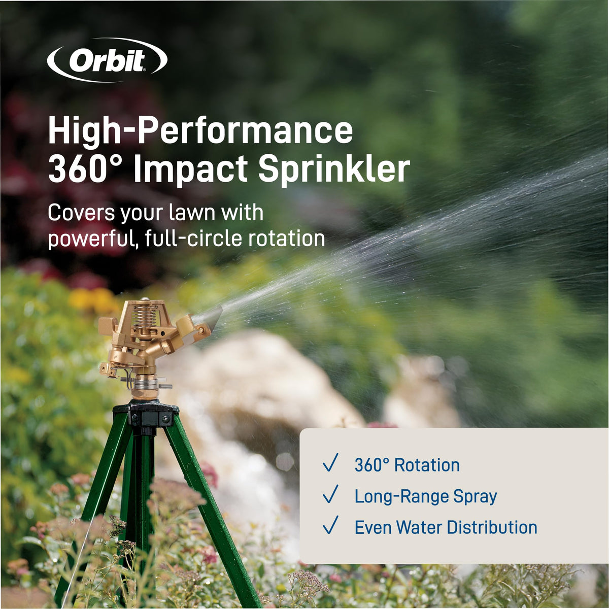 Orbit Tripod metal impact head resists wear for reliable season-long use.