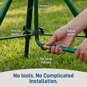 Orbit Tripod quick setup enables efficient watering with minimal adjustments.