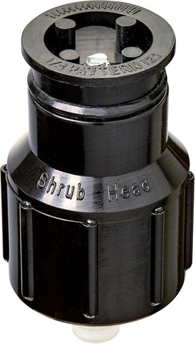 Orbit Watermaster quarter-circle sprinkler head delivers precise shrub coverage.