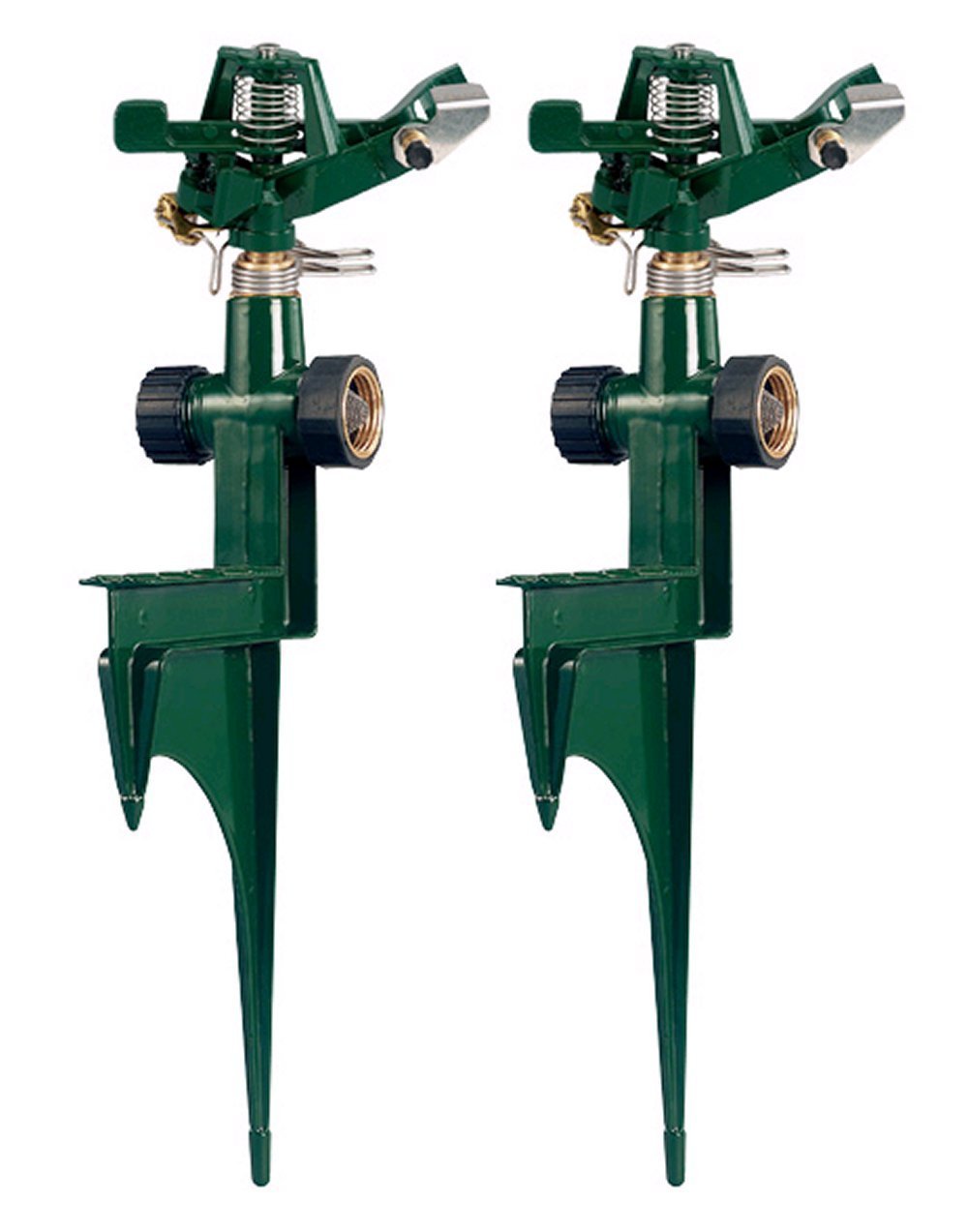 Orbit zinc impact sprinkler head with wide spray pattern.