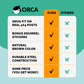 Brown finish on Orca Squirrel Baffle blends with wooden posts