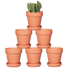Orceler 4-inch terracotta pot with saucer for indoor herb and succulent displays.
