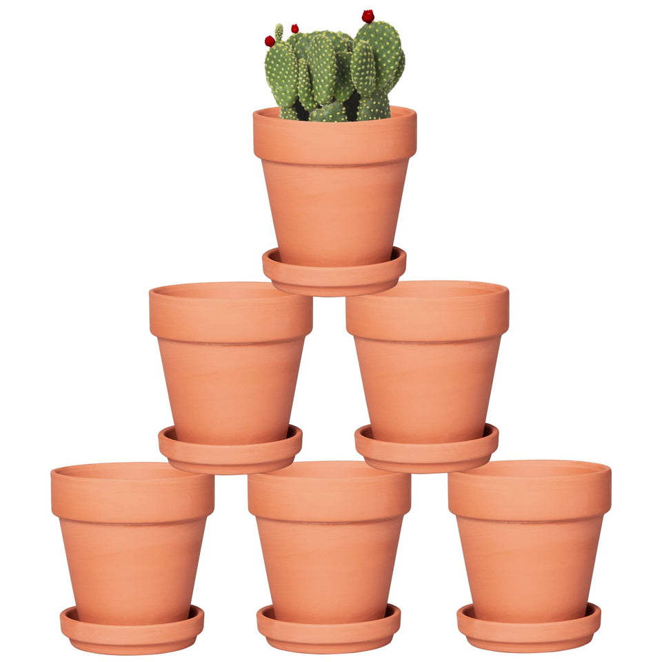 Orceler 4-inch terracotta pot with saucer for indoor herb and succulent displays.