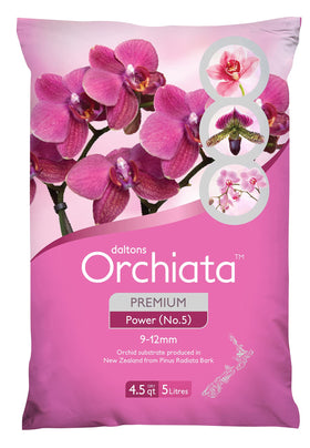 Orchiata orchid bark bag packaging shows a ready-to-use substrate for long-lasting orchid care.