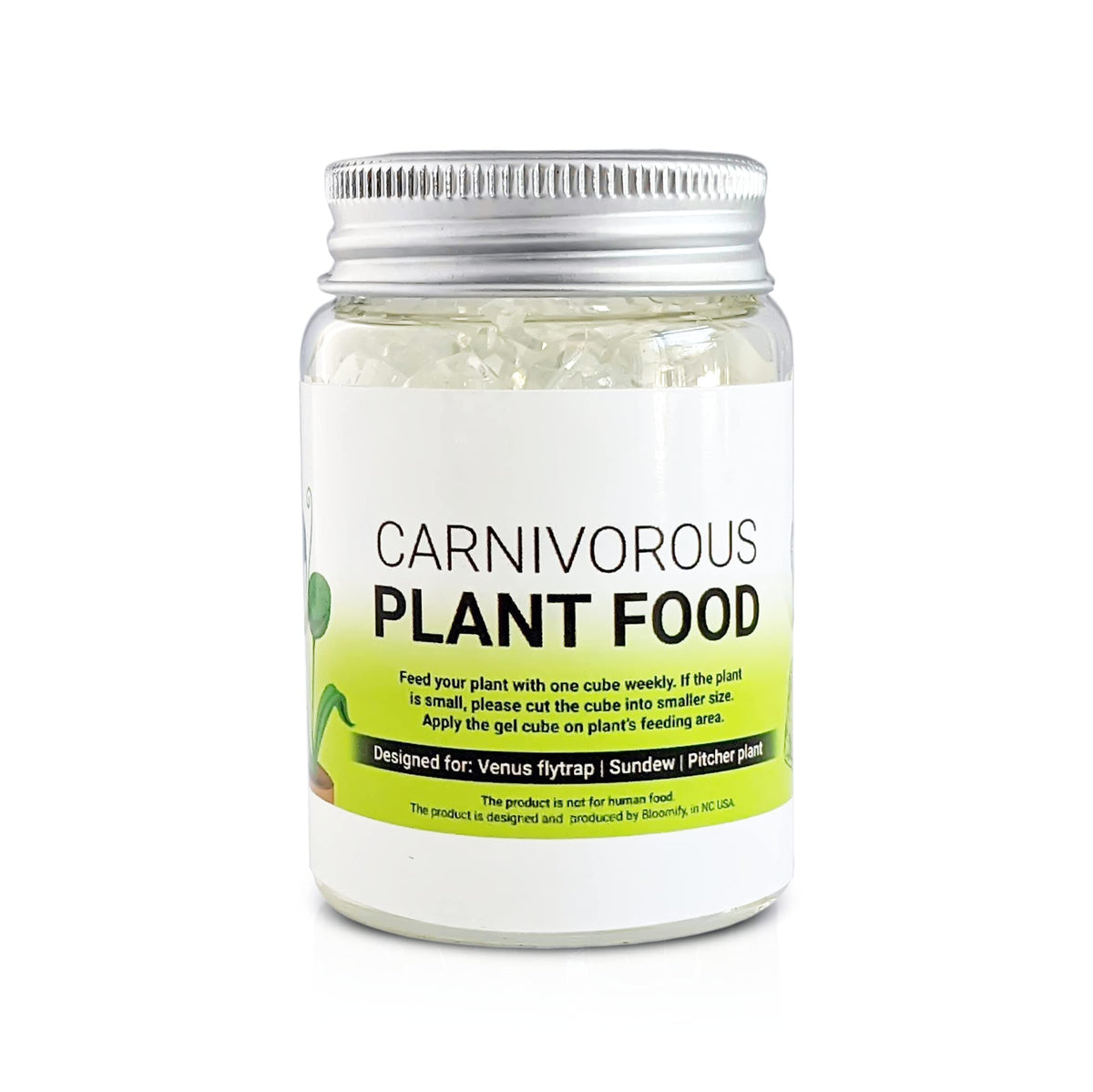 Orchid Gene Venus Flytrap Food cubes in a jar deliver nutrients.