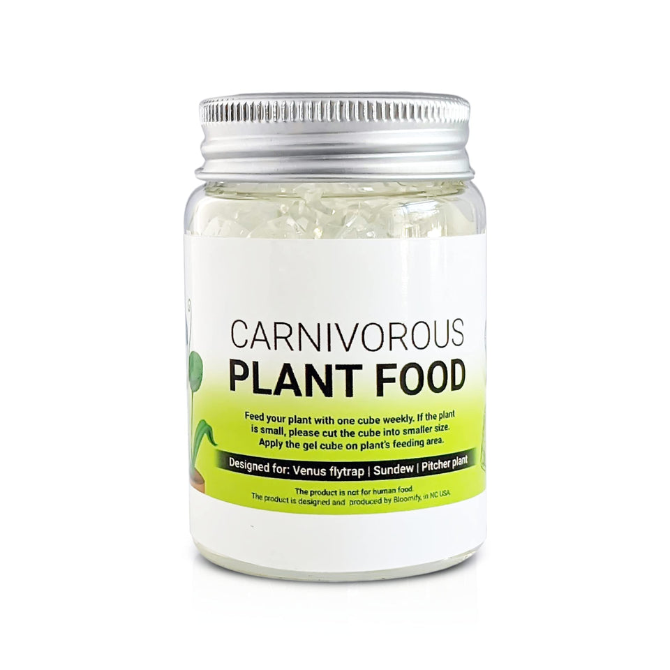 Orchid Gene Venus Flytrap Food cubes in a jar deliver nutrients.