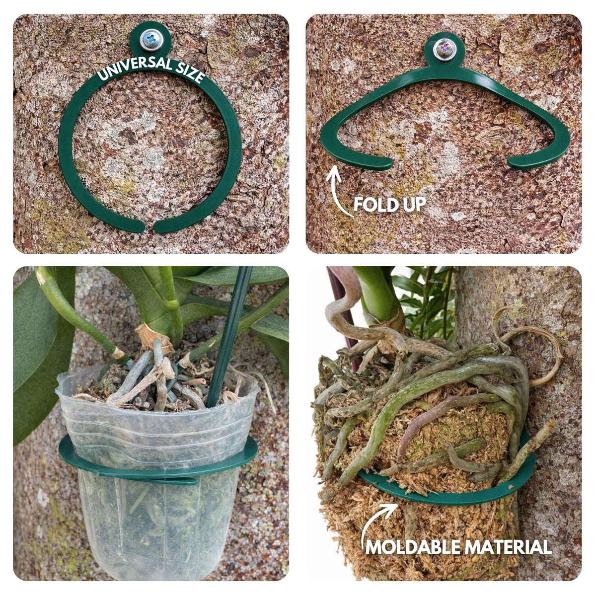 OrchidHug stainless screws included for fast, secure mounting on trees or walls.